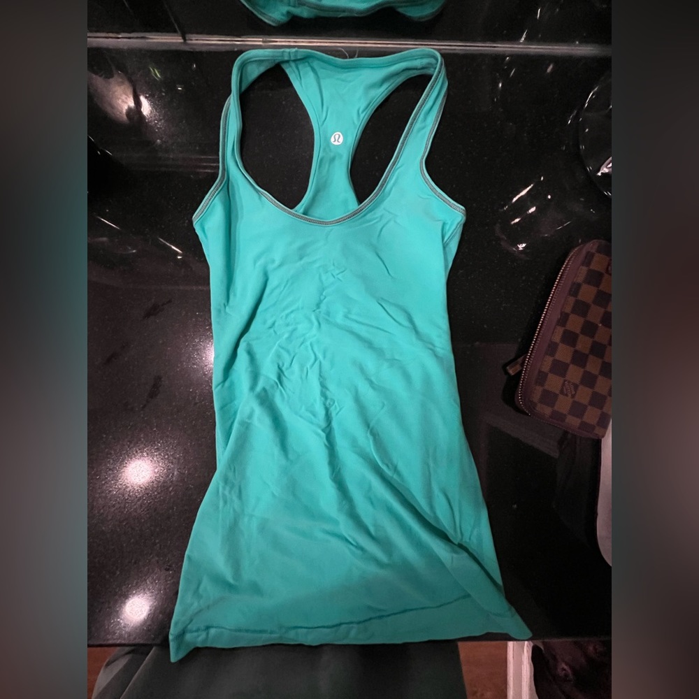 teal lululemon racer back athletic tank, size 4